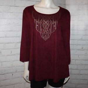 🍷✨🌸 Kim Rogers Blouse · Maroon Metallic · Size L